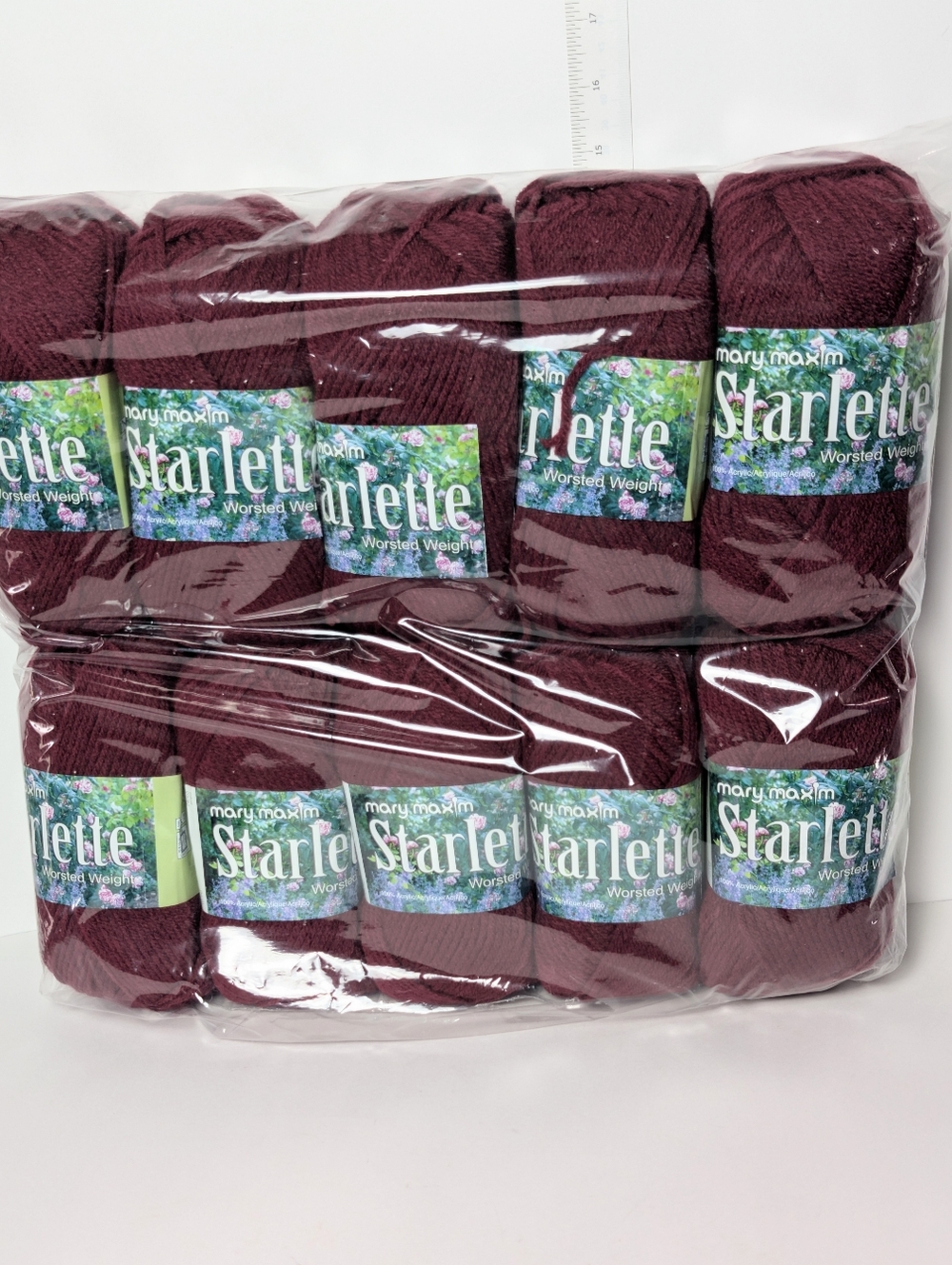 Rare Mary Maxim Starlette Worsted Weight Yarn - Deep Petals Pink - Burgundy NIB